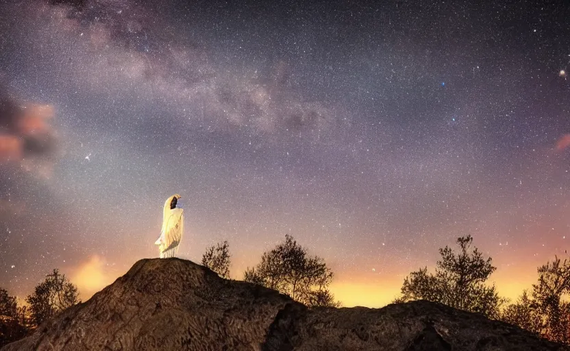 Prompt: magnificent stunning image of the goddess, the embodiment of the night starry sky