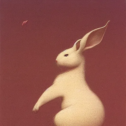 Image similar to a white rabbit by beksinski