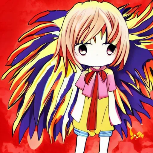 Image similar to anime phoenix, chibi, kawaii, cute