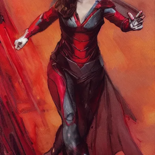 Prompt: alison brie as kristen stewart playing the scarlet witch wearing the iron man armor, intricate, elegant, highly detailed, greg manchess, mucha, liepke, ruan jia, jeffrey catherine jones, ridley scott