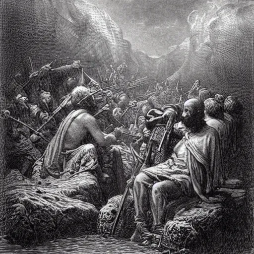 Image similar to adventurers, by gustave dore, detailed, high quality