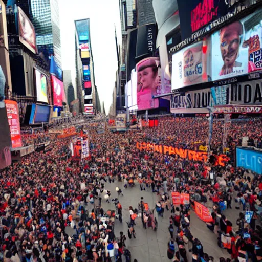 Image similar to giant foot over the crowd standing on times square, ready to squash them