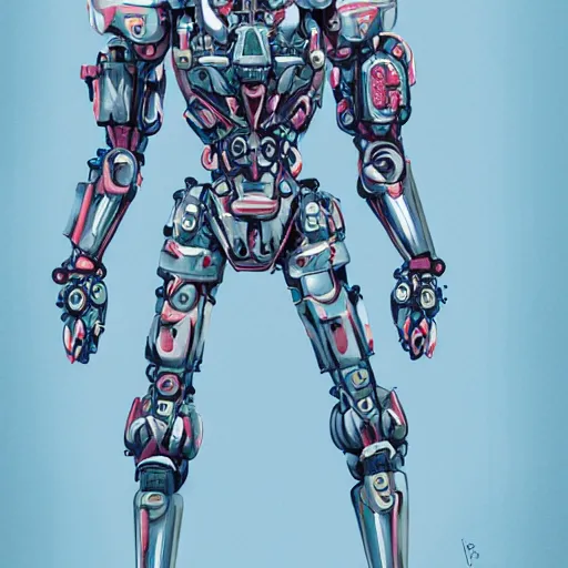 Prompt: symmetry, waterlily mobile combat suit floral robot, biomechanical, waterlily mecha nymphaea, detailed illustration, concept art, smooth, sharp focus, by eero saarinen