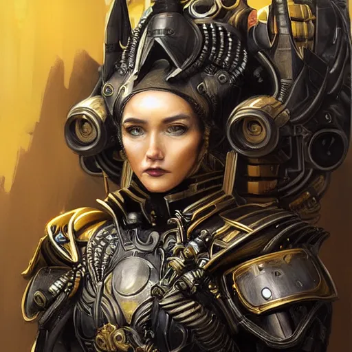 Image similar to Lofi BioPunk portrait dragon knight wearing black and gold plate armor Pixar style by Tristan Eaton Stanley Artgerm and Tom Bagshaw