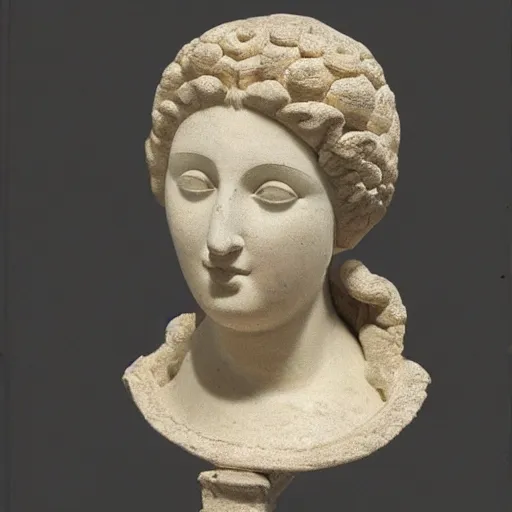 Image similar to realistic portrait of a female made of greek architectural ornaments