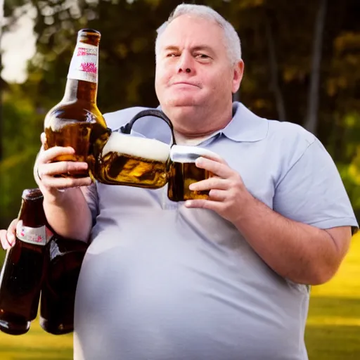 Image similar to dad with a big belly and a huge bottle of beer