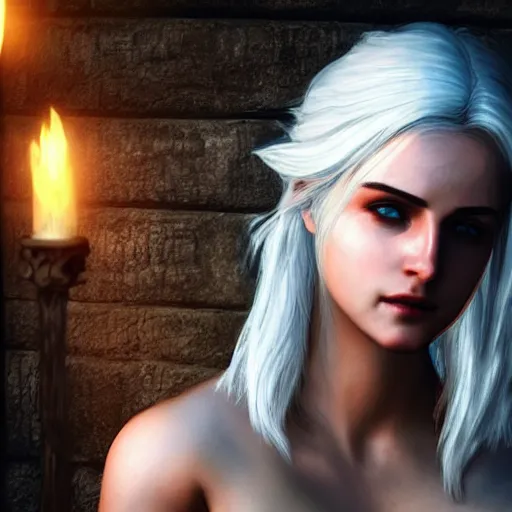 Prompt: Ciri from the witcher, attractive pose, cinematic, soft lighting, wallpaper