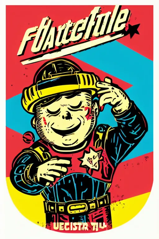 Image similar to fallout 7 6 retro futurist illustration art by butcher billy, sticker, colorful, illustration, highly detailed, simple, smooth and clean vector curves, no jagged lines, vector art, smooth andy warhol style