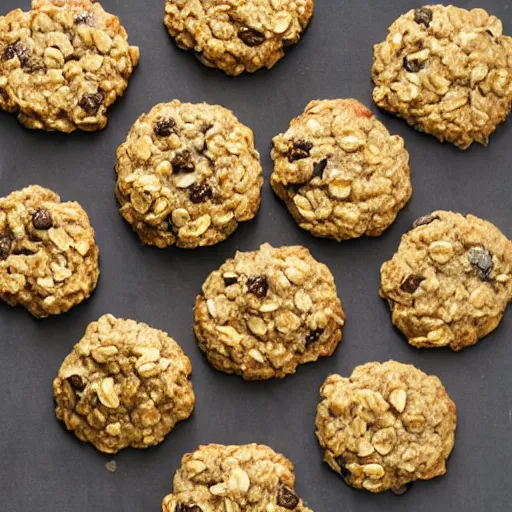 Image similar to oatmeal cookies mixed with apples, explosion, extreme intensity