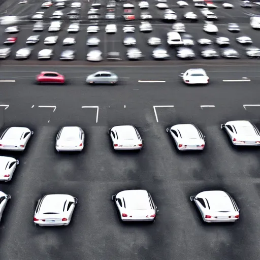 Image similar to Beatiful liminal Fuzzy Photograph of an infinite never-ending parking lot filled with cars, low angle