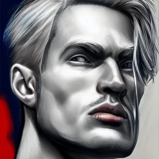 a close up realistic portrait of a blonde man with a, Stable Diffusion