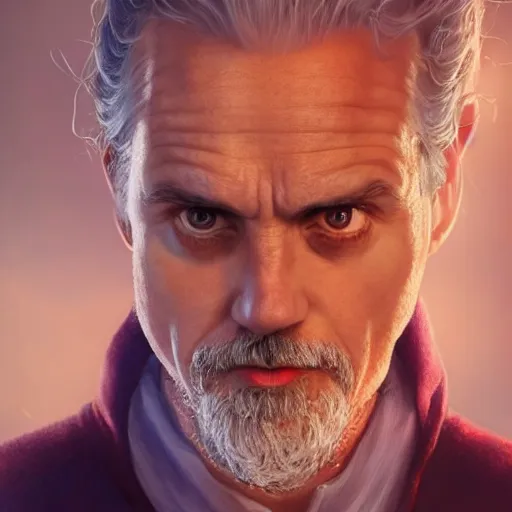 Prompt: Jordan Peterson dressed as a wizard, looking into a crystal ball, made by Stanley Artgerm Lau, WLOP, Rossdraws, ArtStation, CGSociety, concept art, cgsociety, octane render, trending on artstation, artstationHD, artstationHQ, unreal engine, 4k, 8k,