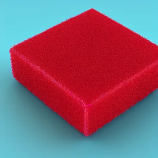 Image similar to simple, cute, cyan crystal wearing a red cloth strip on top, 4K HD, 3D render