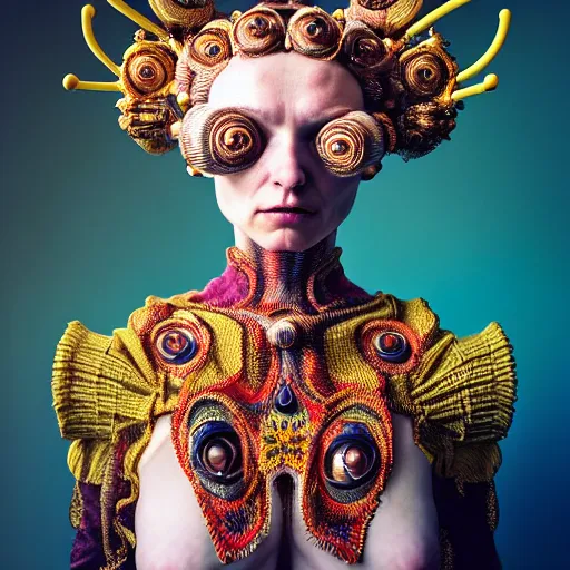 Image similar to Colour aesthetic Caravaggio style full body Photography of Highly detailed beautiful alienWoman with 1000 year old detailed face and wearing detailed Ukrainian folk costume also wearing highly detailed retrofuturistic sci-fi Neural interface designed by Hiromasa Ogura . Many details In style of Josan Gonzalez and Mike Winkelmann and andgreg rutkowski and alphonse muchaand and Caspar David Friedrich and Stephen Hickman and James Gurney and Hiromasa Ogura. Rendered in Blender and Octane Render volumetric natural light