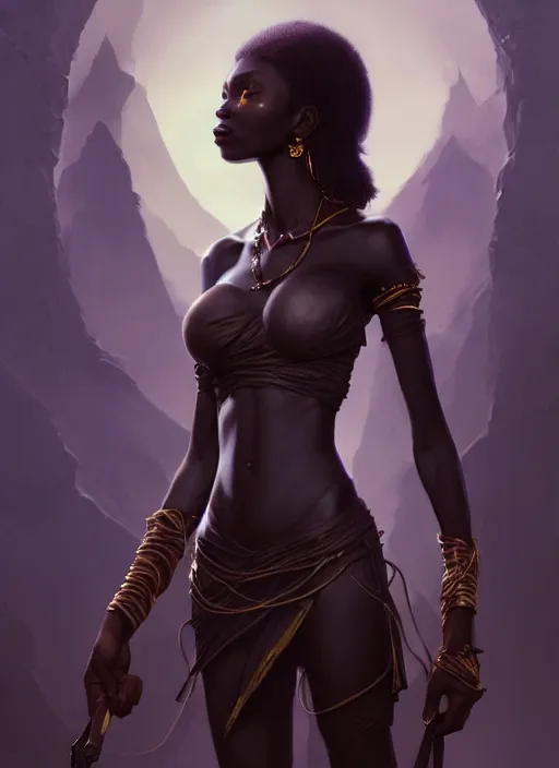 Prompt: character concept art of a dark fantasy african ameircan female, key visual, realistic shaded perfect face, fine details, dystopian environment and background, by stanley artgerm lau, wlop, rossdraws, james jean, andrei riabovitchev, marc simonetti, and sakimichan, trending on artstation