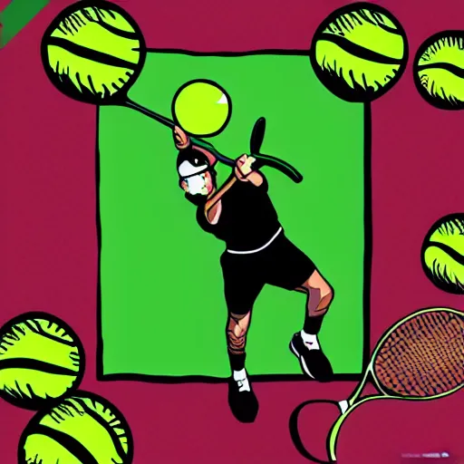 Prompt: ❌🎾🤘, digital art