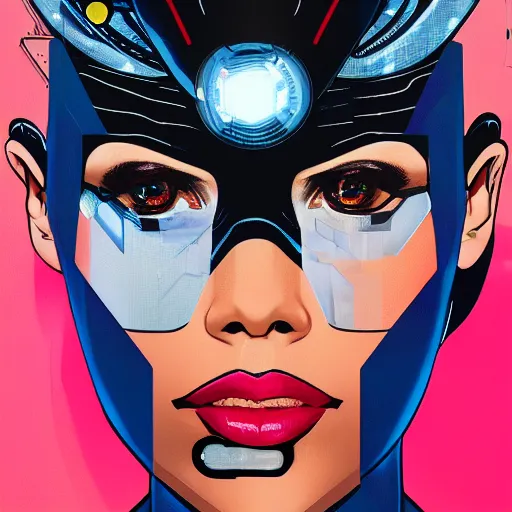 Image similar to portrait of a female android, by MARVEL comics and Sandra Chevrier, 8k