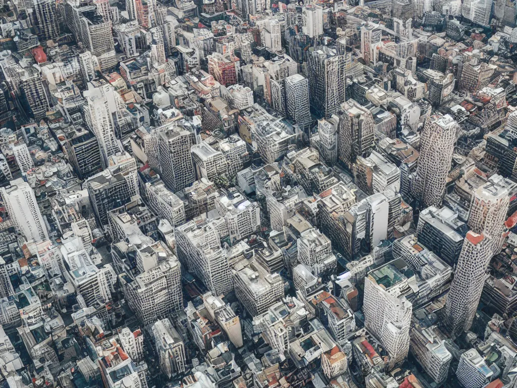 Image similar to drone view of a city, Brutalist architecture,sharp focus,telephoto lens,digital art 4k