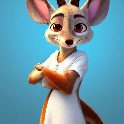 Image similar to 3 d render, portrait, anthropomorphic mouse, female, in a maxi white dress, in the style of zootopia, closeup, artstation, headshot