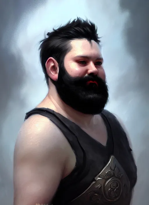 Image similar to a _ fantasy _ style _ portrait _ painting _ of white male short black hair chubby disconnected beard, rpg dnd oil _ painting _ unreal _ 5 _ daz. _ rpg _ portrait _ extremely _ detailed _ artgerm _ greg _ rutkowski _ greg