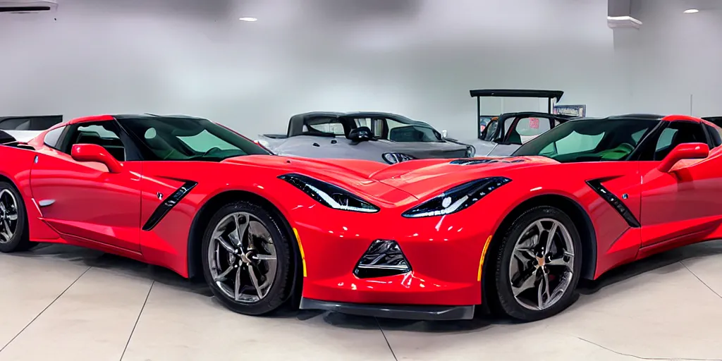 Image similar to chevrolet corvette stingray coupe z 5 1 2 lt, in red and white