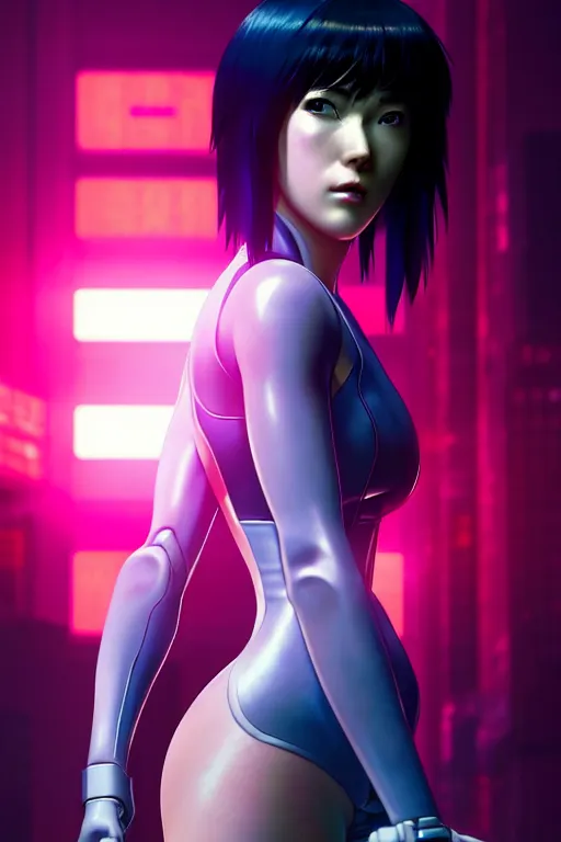 Image similar to a film still portrait of a motoko kusanagi ghost in the shell, finely detailed features : : gits sac twenty forty five netflix : : by ilya kuvshinov, rossdraws, artgerm, sola digital arts, octane render, production ig, volumetric lighting, anti aliasing, raytracing : :