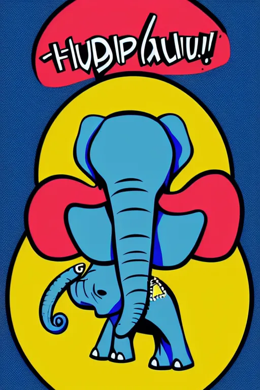 Image similar to happy elephant, 7 6 retro futurist illustration art by butcher billy, sticker, colorful, illustration, highly detailed, simple, smooth and clean vector curves, no jagged lines, vector art, smooth andy warhol style