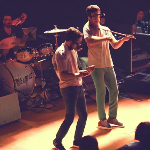 Prompt: Vulfpeck in concert. Madison Square Garden.