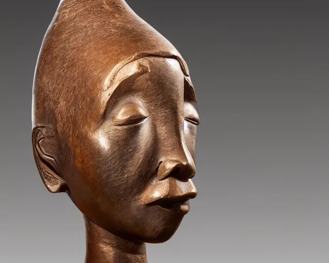 Image similar to detailed stylized realistic bronze sculpture depicting a himba woman