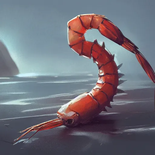 Image similar to shrimp digital art in the style of Greg Rutkowski and Craig Mullins, 4k