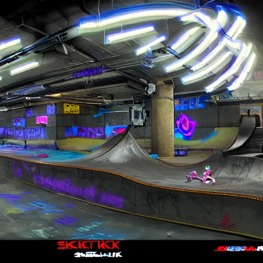 Prompt: cyberpunk skatepark, digital art, extremely detailed 4k