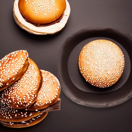 Prompt: Hamburger made from stone. Product Photography, Studio Lighting.