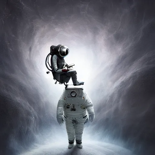 Prompt: michal karcz and dr seuss dark surrealism painting of an astronaut., detailed, elegant, intricate, 4 k, renaissance painting