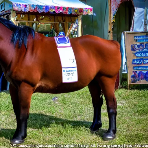 Prompt: Obese Anthro Horse at a County Faire