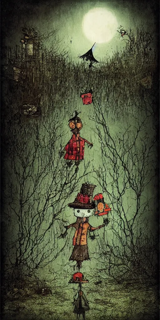 Image similar to a scarecrow scene by alexander jansson