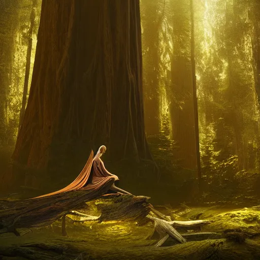 Prompt: angel in a redwood forest, sunlit, octane render, matte, greg rutkowski, highly detailed, hdr