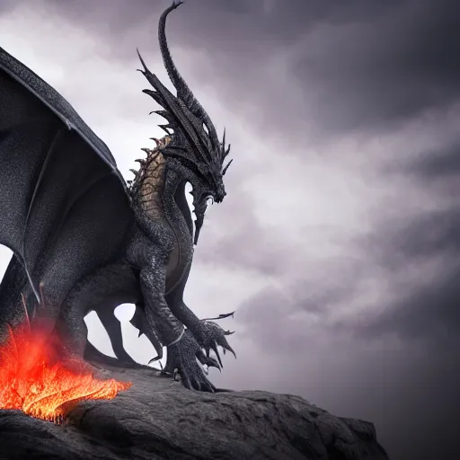 Image similar to dragon that blows fire on himself, photorealistic, 4 k