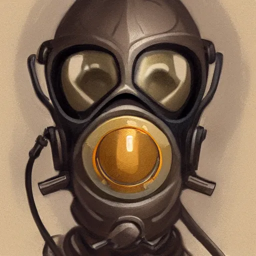 Image similar to concept art of gas mask for a secret society by jama jurabaev, brush hard, artstation, cgsociety, high quality, brush stroke