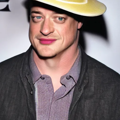 Prompt: brendan fraser with a hat