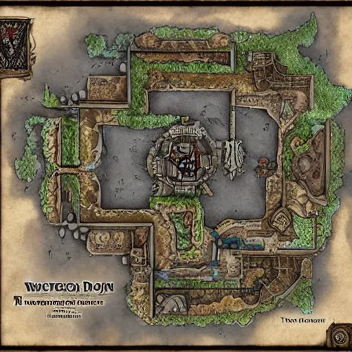 Image similar to map of a dungeon in waterdeep, isometric, detailed, game, dungeons and dragons