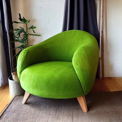 Image similar to an armchair in the shape of an avocado