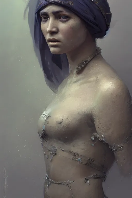 Prompt: Babylonian woman, close-up portrait, poor, intricate, elegant, volumetric lighting, scenery, digital painting, highly detailed, artstation, sharp focus, illustration, concept art, ruan jia, steve mccurry and Irakli Nadar