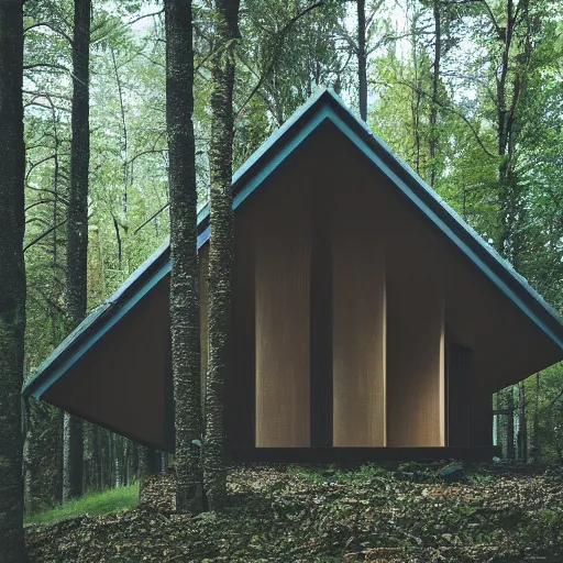 Image similar to a building in the middle of a forest, architecture