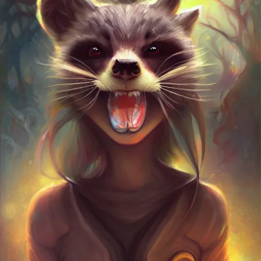 Image similar to a schizophrenic racoon's mind is blown, by ross tran, oil on canvas