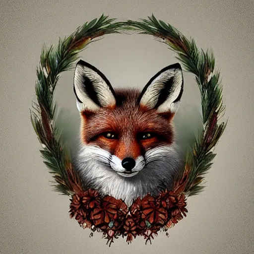 Prompt: fox wearing a tiara wreath, fantasy art, trending on artstation