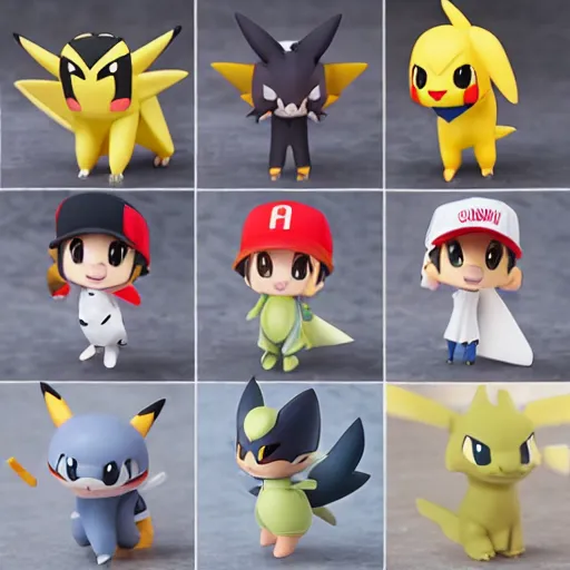 Image similar to high quality portrait flat matte painting of pokemon in the style of nendoroid and Toon toys , flat anime style, thick painting, medium close-up