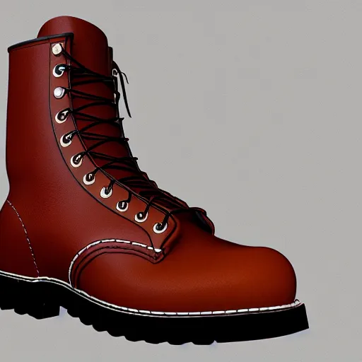 Prompt: hyper realistic 3 d redwing 8 0 7 boots model, blender, wide shot