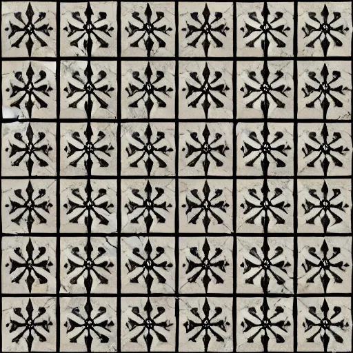 Prompt: ancient temple floor tile pattern, dark tone, seamless, repeatable, tileable, no ligthing