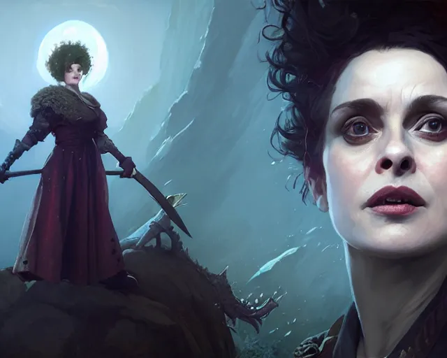 Prompt: highly detailed portrait of helena bonham carter as a mage, in dragon age : inquisition, stephen bliss, unreal engine, fantasy art by greg rutkowski, loish, rhads, ferdinand knab, makoto shinkai and lois van baarle, ilya kuvshinov, rossdraws, tom bagshaw, global illumination, radiant light, detailed and intricate environment