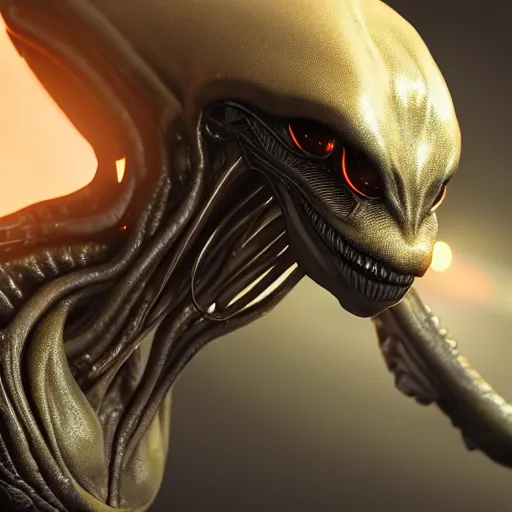 Image similar to hyper realistic unreal engine octane render of an alien, high quality